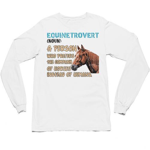 Equinetrovert Definition Equine Horse Riding Introvert Unisex Long Sleeve T-Shirt - Raresse