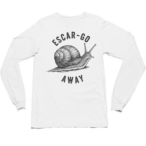 Escar Go Away Snail Vintage French Pun Introvert Humor Unisex Long Sleeve T-Shirt - Raresse