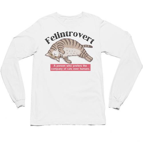 Felinetrovert CAT Lover Kitten CATS Funny Meme Introvert Pet Unisex Long Sleeve T-Shirt - Raresse