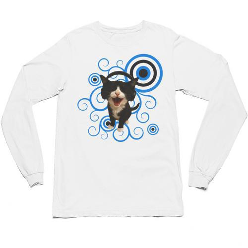 Frutiger Aero Cat Meme Headphone Kitty Cat Lover Unisex Long Sleeve T-Shirt - Figerry