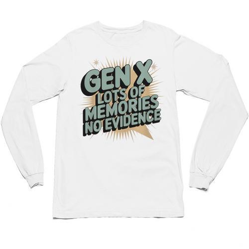 Gen X Lots Of Memories No Evidence Nostalgia Throwback Quote Premium Tri-Blend Unisex Long Sleeve T-Shirt - Figerry