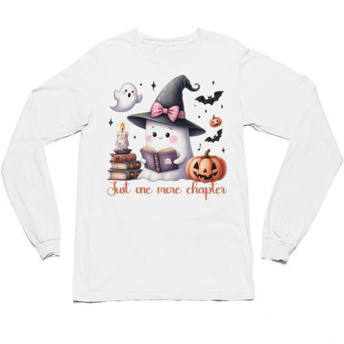 Ghost Reading Book Coquette Bow Halloween Girl Toddler Kid Premium Unisex Long Sleeve T-Shirt - Bookorys