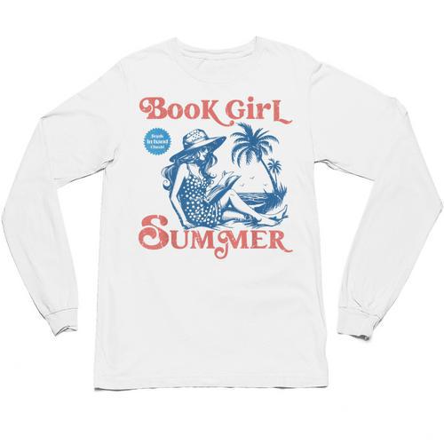 Girl Reading Book Summer Beach Vacation For Book Lover Unisex Long Sleeve T-Shirt - Bookorys CA