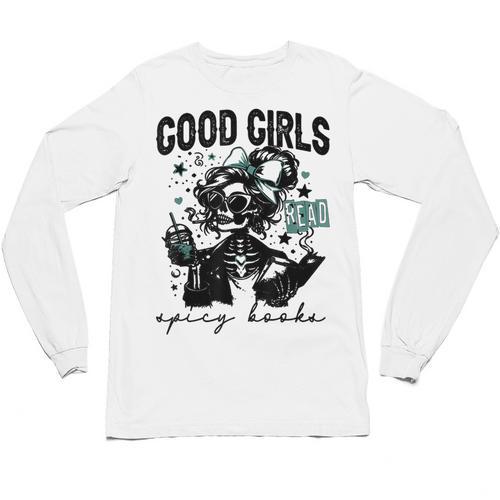 Good Girls Read Spicy Skeleton Book Club Unisex Long Sleeve T-Shirt - Bookorys AU