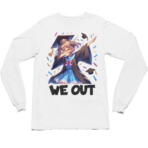 We Out Graduate Dabbing Anime Girl Grad Graduation Unisex Long Sleeve T-Shirt - Best Gift Smart