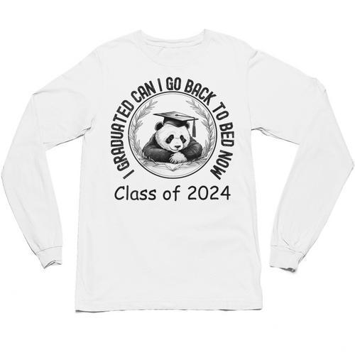 I Graduated Can I Go Back To Bed Now 2024 Graduation Panda Unisex Long Sleeve T-Shirt - Best Gift Smart