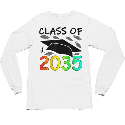 Graduation Class Of 2035 Hand Prints Space Pre-K -12th Grade Unisex Long Sleeve T-Shirt - Best Gift Smart