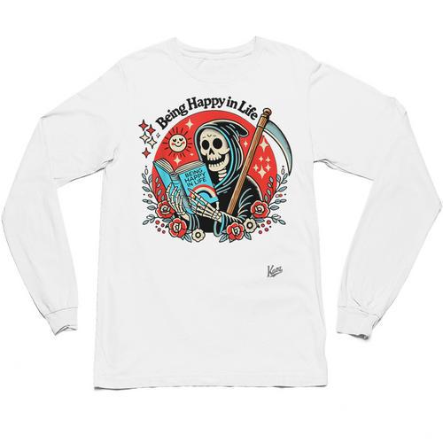 Grim Reaper Reads a Book Unisex Long Sleeve T-Shirt - Bookorys AU