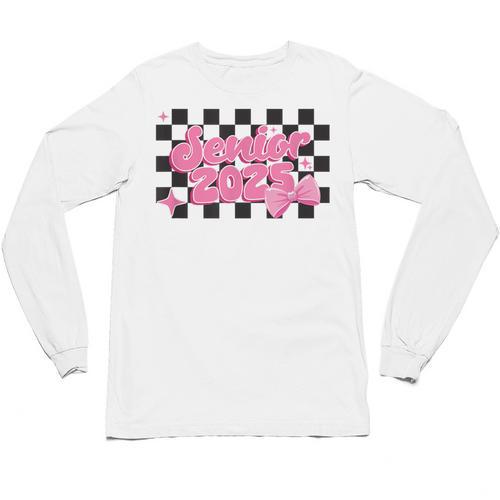 Groovy Senior Class Of 2026 Coquette Pink Bow Graduation Unisex Long Sleeve T-Shirt - Best Gift Smart