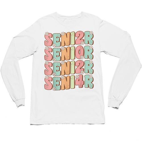 Groovy Senior Graduation Cute Groovy Senior Class Of 2024 Unisex Long Sleeve T-Shirt - Best Gift Smart