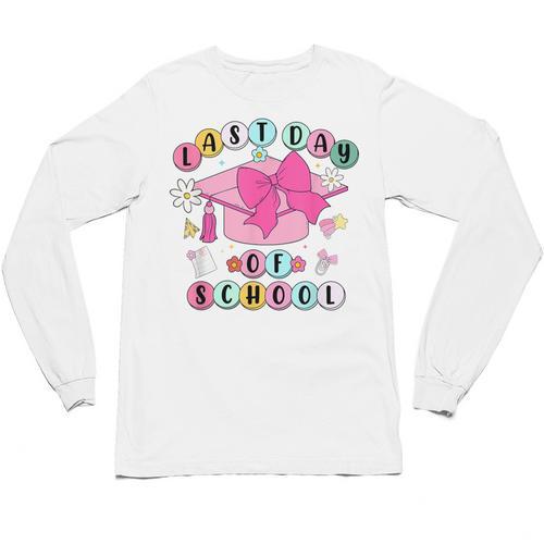 Happy Last Day Of School Coquette Bow Graduation Girls Kids Unisex Long Sleeve T-Shirt - Best Gift Smart