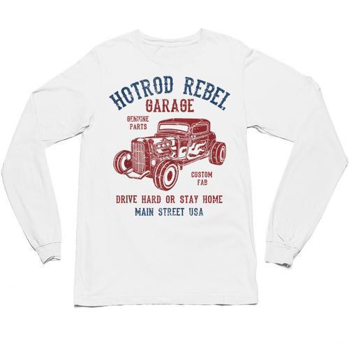 Hotrod Rebel Automotive Nostalgia Old Car Distressed Unisex Long Sleeve T-Shirt - Figerry
