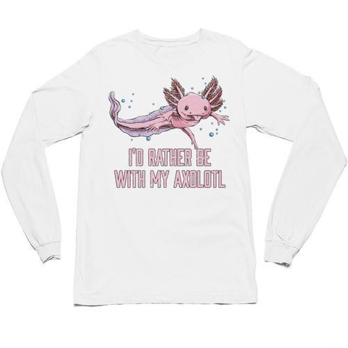 Id Rather Be With My Axolotl Salamander Introvert Unisex Long Sleeve T-Shirt - Raresse