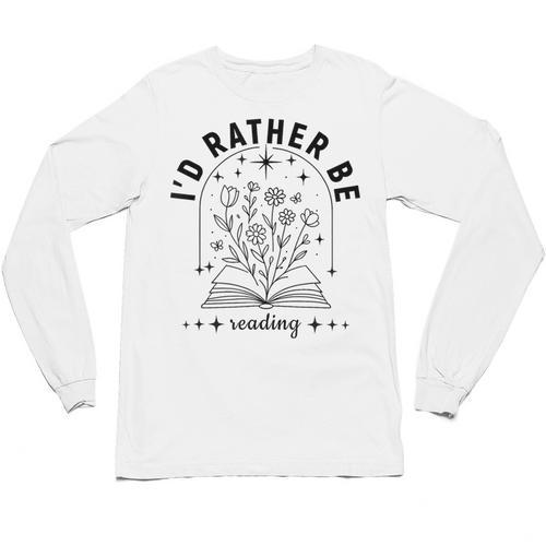 I’d Rather Be Reading Minimal Book Lover Arch Unisex Long Sleeve T-Shirt - Bookorys AU
