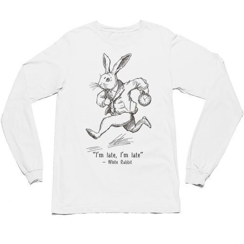 I'm Late I'm Late Rabbit From Alice Wonderland Book Unisex Long Sleeve T-Shirt - Bookorys