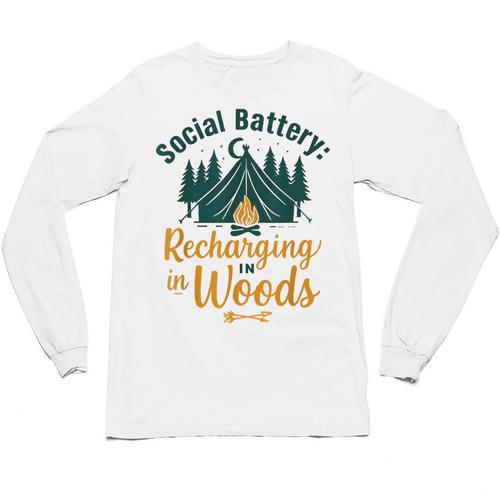 Introvert Camping Social Battery Recharging In The Woods Unisex Long Sleeve T-Shirt - Raresse