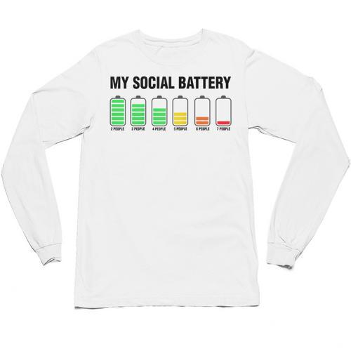 Introvert Cute My Social Battery Raglan Baseball Tee Unisex Long Sleeve T-Shirt - Raresse