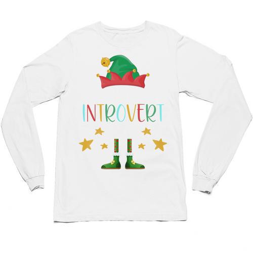 The Introvert Elf Christmas Family Matching Fun Xmas Top Unisex Long Sleeve T-Shirt - Raresse