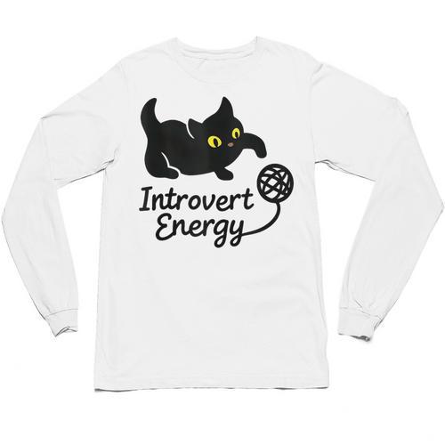 Introvert Energy Cat Love Cat Meme Unisex Long Sleeve T-Shirt - Raresse