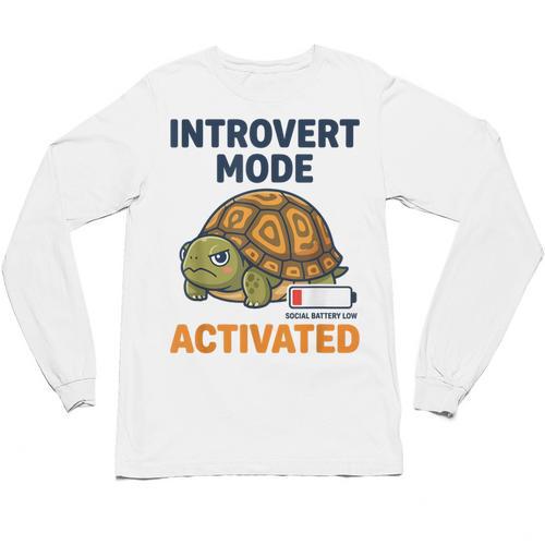 Introvert Mode Activated Low Social Battery Box Turtle Unisex Long Sleeve T-Shirt - Raresse