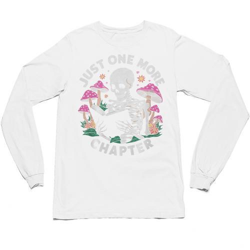 Just One More Chapter Mushrooms Gothic Skeleton Book Lover Premium Unisex Long Sleeve T-Shirt - Bookorys