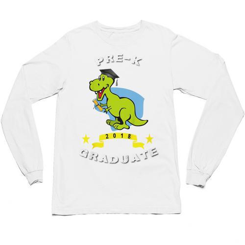Kids Dinosaur Pre-K Graduation TShirt Kids Preschool Graduation Unisex Long Sleeve T-Shirt - Best Gift Smart