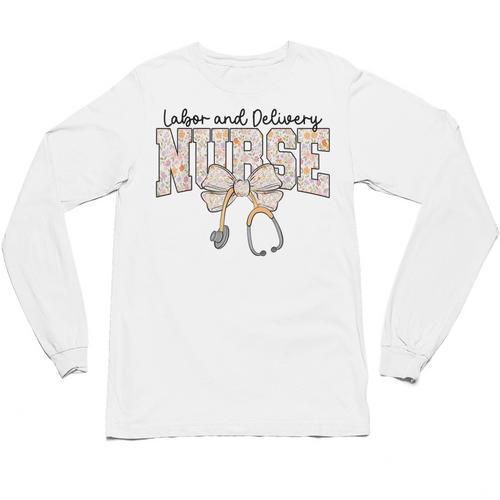 Labor And Delivery Nurse Stethoscope Coquette Bow Graduation Unisex Long Sleeve T-Shirt - Best Gift Smart