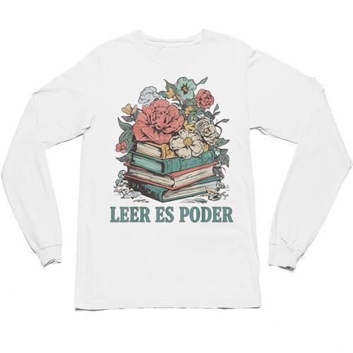 Leer ES Poder Cute Floral Spanish Teacher Book Reading Unisex Long Sleeve T-Shirt - Bookorys