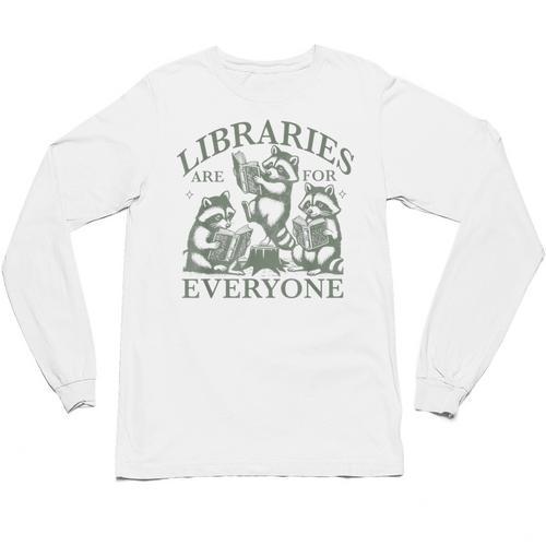 Libraries Are For Everyone Racoon Read Banned Book Librarian Unisex Long Sleeve T-Shirt - Bookorys