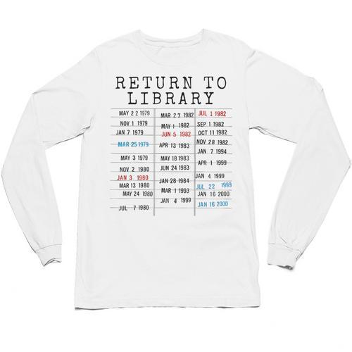 Library Card Due Date Stamp Book Lover Reading Vintage Read Unisex Long Sleeve T-Shirt - Bookorys