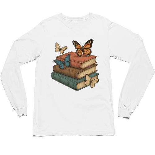 Life Is Better With Butterflies And Books Cute Butterfly Unisex Long Sleeve T-Shirt - Bookorys AU