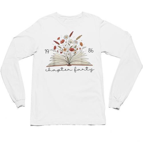Life Chapter Forty 1986 Floral Book 40th Birthday Unisex Long Sleeve T-Shirt - Bookorys DE