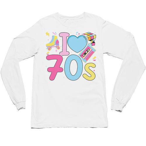 I Love 70's Retro Style Nostalgia Vibe 1970's Party Premium Tri-Blend Unisex Long Sleeve T-Shirt - Figerry