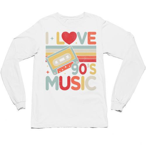 I Love 90's Music Retro Style Nostalgia Cassette 1990s Party Premium Tri-Blend Unisex Long Sleeve T-Shirt - Figerry