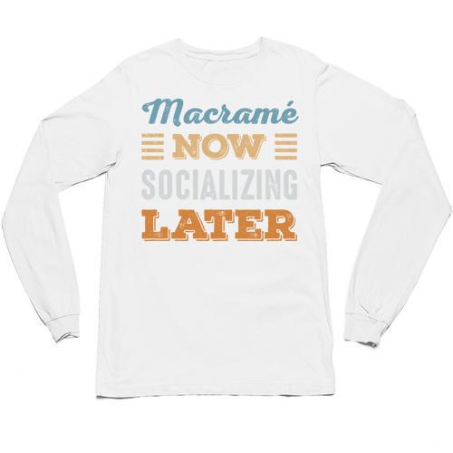 Macramé Now Minimal Socializing Introvert Vintage Unisex Long Sleeve T-Shirt - Raresse