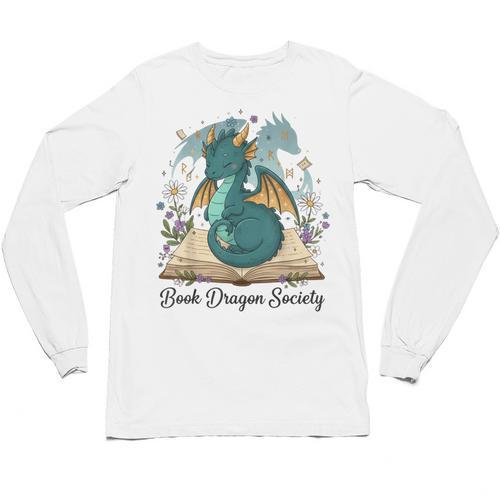 Magical Book Dragon Fantasy Reading Enthusiast Art Unisex Long Sleeve T-Shirt - Bookorys UK