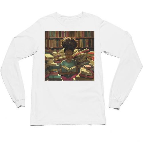 Melanin Afro Women Educated Reading Book History Girls Unisex Long Sleeve T-Shirt - Bookorys