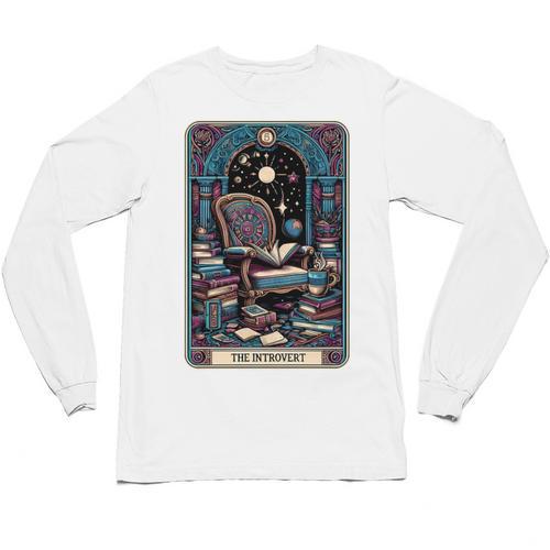 Mystical Library Book Reader The Introvert Tarot Card Unisex Long Sleeve T-Shirt - Raresse