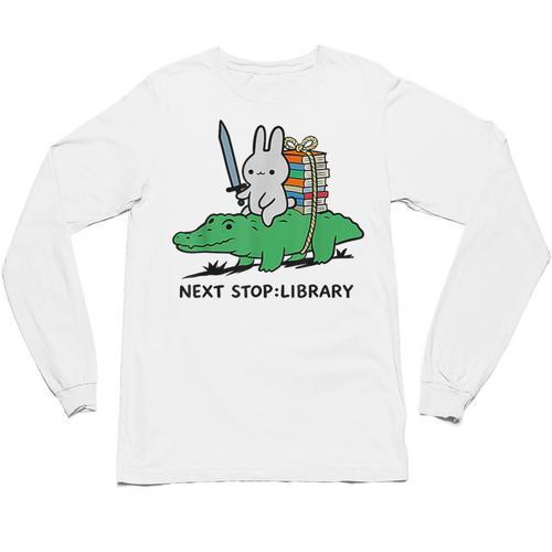 Next Stop Library Reading Book Unisex Long Sleeve T-Shirt - Bookorys UK