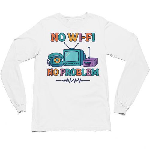 No Wi-Fi No Problem – Retro Dial Up Tech Nostalgia Unisex Long Sleeve T-Shirt - Figerry