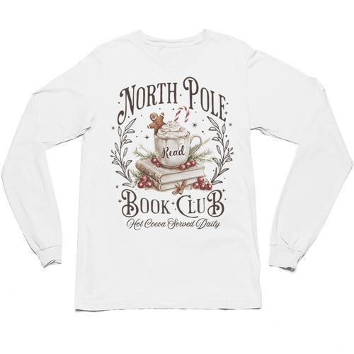 North Pole Book Club Christmas Xmas Hot Cocoa Bookish Unisex Long Sleeve T-Shirt - Bookorys