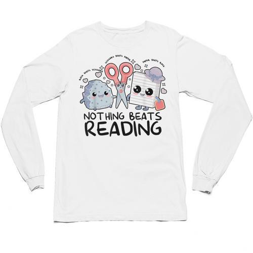 Nothing Beats Reading Rock Paper Scissors Book Lover Teacher Unisex Long Sleeve T-Shirt - Bookorys CA