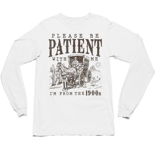 Please Be Patient I'm From The 1900s Boomer Meme Print Premium Unisex Long Sleeve T-Shirt - Figerry