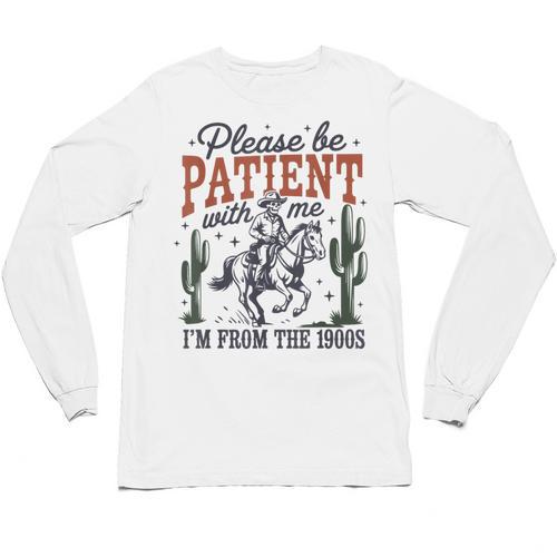 Please Be Patient I'm From The 1900s Cowboy Skeleton Unisex Long Sleeve T-Shirt - Figerry
