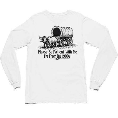 Please Be Patient With Me I'm From The 1900s Oxen And Wagon Premium Unisex Long Sleeve T-Shirt - Figerry