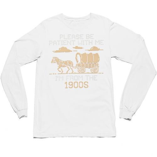 Please Be Patient I'm From The 1900s Retro Pixel Horse Wagon Premium Unisex Long Sleeve T-Shirt - Figerry