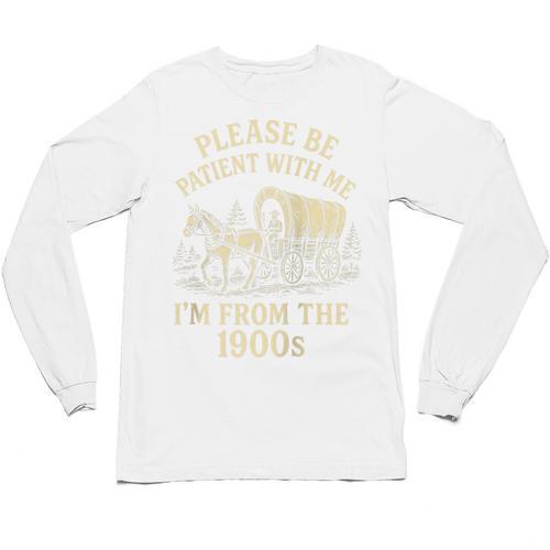 Please Be Patient With Me I'm From The 1900s Retro Raglan Baseball Tee Unisex Long Sleeve T-Shirt - Figerry