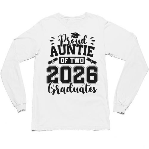 Proud Auntie Of Two 2026 Graduates Graduation Unisex Long Sleeve T-Shirt - Best Gift Smart