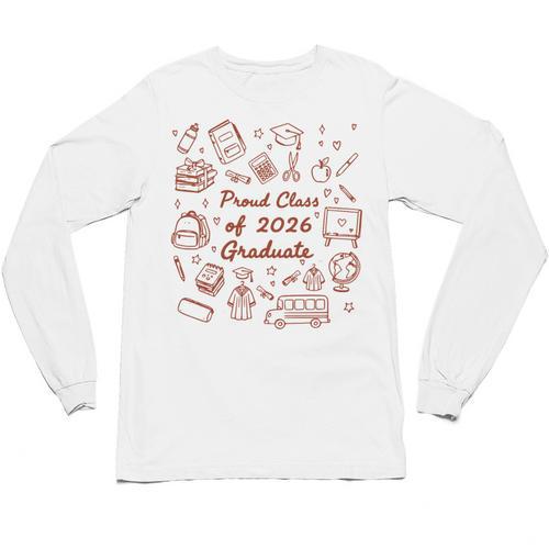 Proud Class Of 2026 Graduate Doodle Senior Graduation Premium Tri-Blend Unisex Long Sleeve T-Shirt - Best Gift Smart