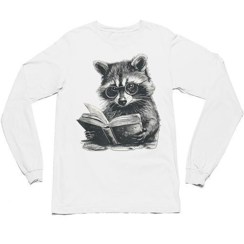 Raccoon With Book Cute Raccoons Reading Books Unisex Long Sleeve T-Shirt - Bookorys